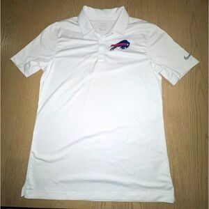 Nike Dri-Fit Buffalo Bills Polo Shirt Mens Small S White NFL Golf Coaches Flaw